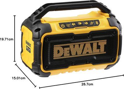 Dewalt Bluetooth Akku-Lautsprecher DCR011 (Stereo, extrem robust, mit Überrollbügel, AUX-Eingang 3,5