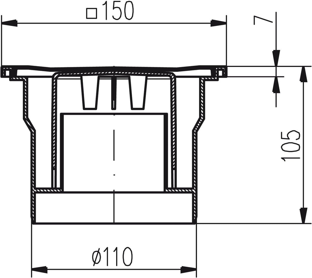 MCH Bodenablauf - Duschablauf 150x150mm - DN 100 -incl. Geruchsverschluss und Dichtungsmatte - (323