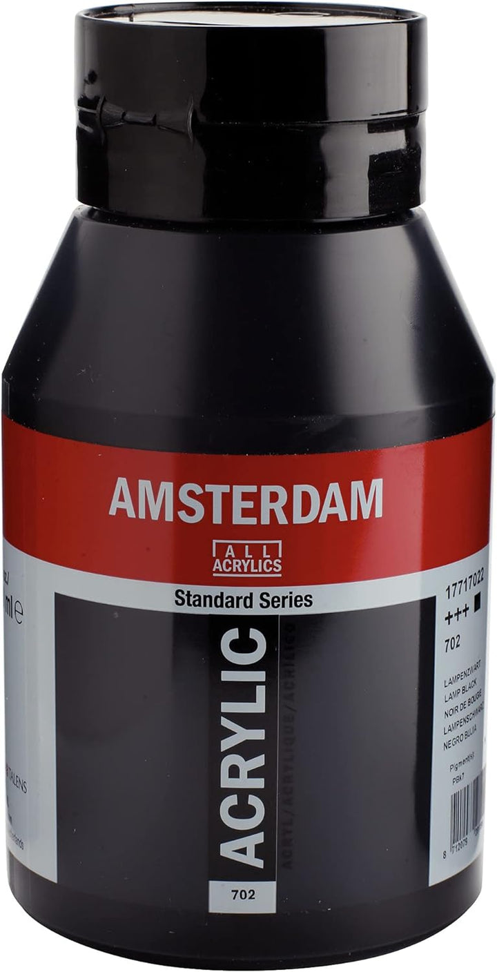 Talens AMSTERDAM Acrylfarben, 1000 ml Flasche, 702 Lampenschwarz