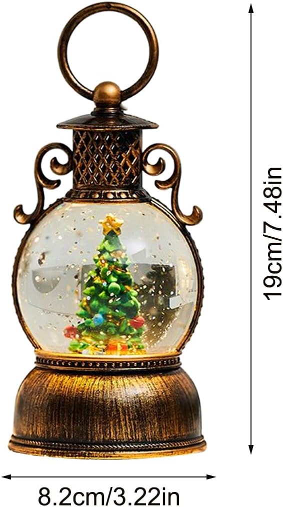 Weihnachts Schneekugel Laterne | 6-Stunden Timer mit Musik - Weihnachtliche Leuchtende Schneekugel D