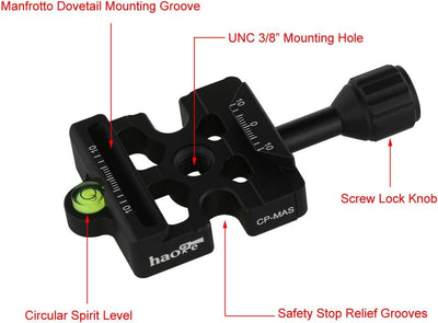 Haoge CP-MAS Schraubknopf-Schnellspanner-Adapter, kompatibel mit Arca Swiss/Manfrotto 200PL-14 RC2 P