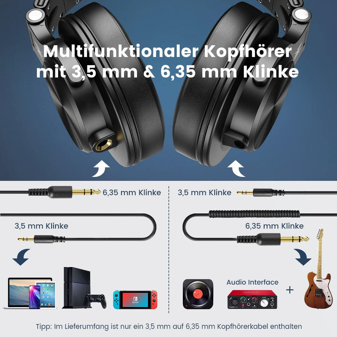 OneOdio Kopfhörer Over Ear, DJ Kopfhörer mit Kabel, Professionell Geschlossener Studio HiFi Kopfhöre