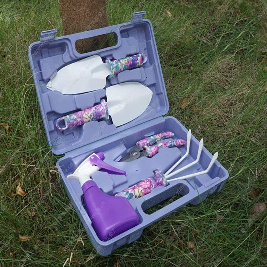 SANDAFI Gartengerät Set,5 Stücke Garten Werkzeug Set für Outdoor und Bakonpflanzen mit Koffer Garten