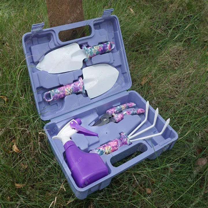SANDAFI Gartengerät Set,5 Stücke Garten Werkzeug Set für Outdoor und Bakonpflanzen mit Koffer Garten