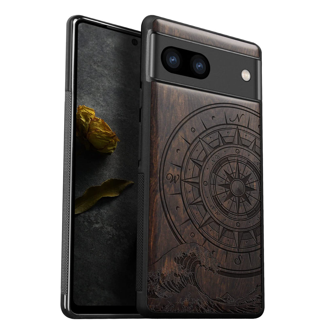 Carveit Holz Handyhülle für Google Pixel 7a Cover [Einzigartiges Design Case] Stossstange hülle Komp