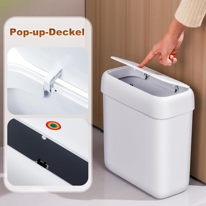 MOPUP 2er-Pack Badezimmer-Abfalleimer mit Klappdeckel, 3 Gallonen & 2,7 Gallonen Kunststoff-Abfallei