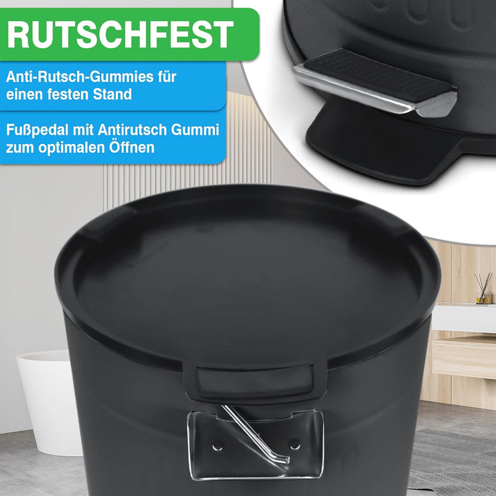 YourCasa® Mülleimer Bad 5L [Retro Style Anthrazit] Kosmetikeimer mit Softclose-Deckel &amp; Inneneimer -