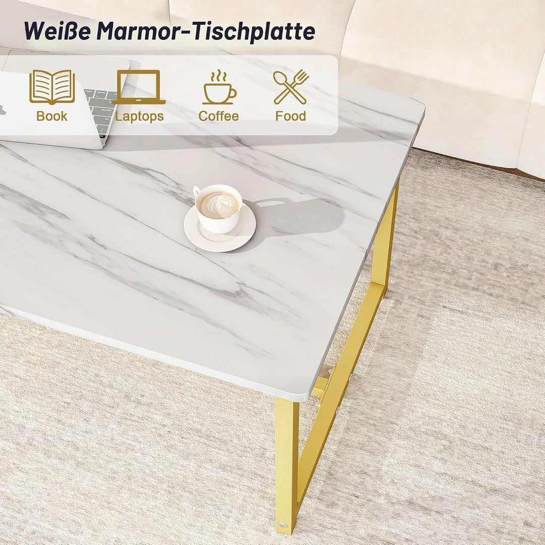 Modern Rechteckiger Couchtisch, Wohnzimmertisch mit Metall Gestell, Industrie-Design, Einfache Aufba
