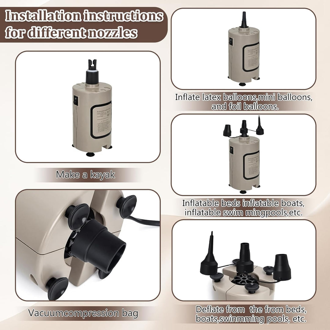 Luftballonpumpe Elektrische, 600W Elektrische Ballonpumpe Kit mit 14 Ballongirlande Kits, 2 Inflatio