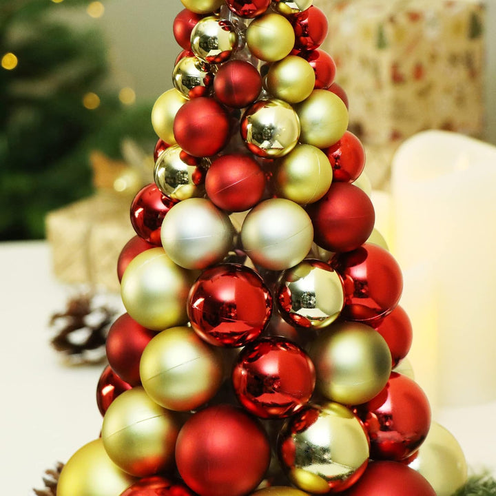 COM-FOUR® Künstlicher Weihnachtsbaum mit Christbaumkugeln - Geschmückter Tannenbaum für die Weihnach