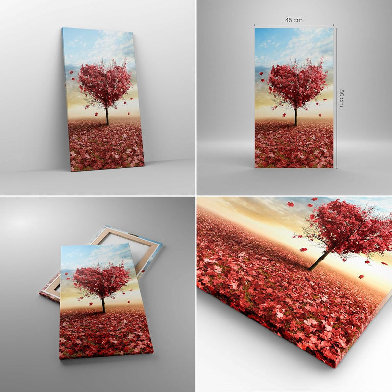 Bilder auf Leinwand Abstraktion Herbst Baum Blatt Leinwandbild mit Rahmen 45x80cm Wandbilder Dekorat