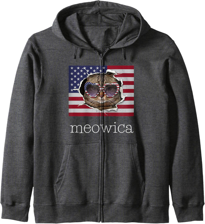 Meowica 4. Juli USA-Flagge Patriotisches amerikanisches Kapuzenjacke