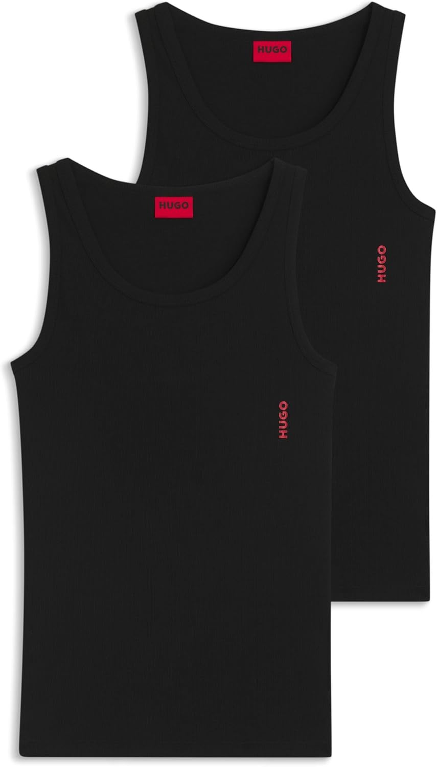 HUGO Herren Tank TOP Twin Pack Zweier-Pack Tanktops aus Stretch-Baumwolle mit Logo S New - Black1, S