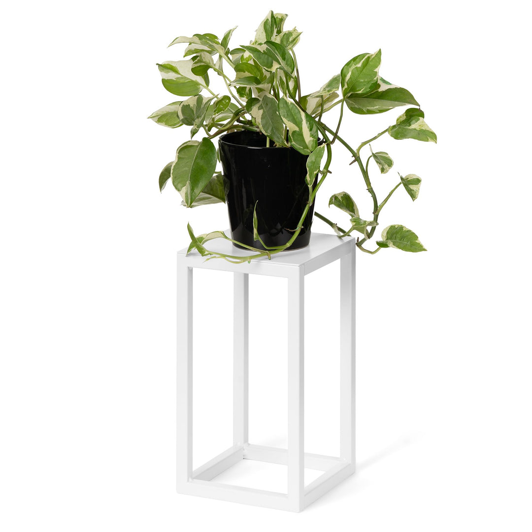 LAMO Manufaktur Blumenständer Weiss aus Metall 28 cm | Pflanzensäule für Innenräume - Wohnzimmer, Sc