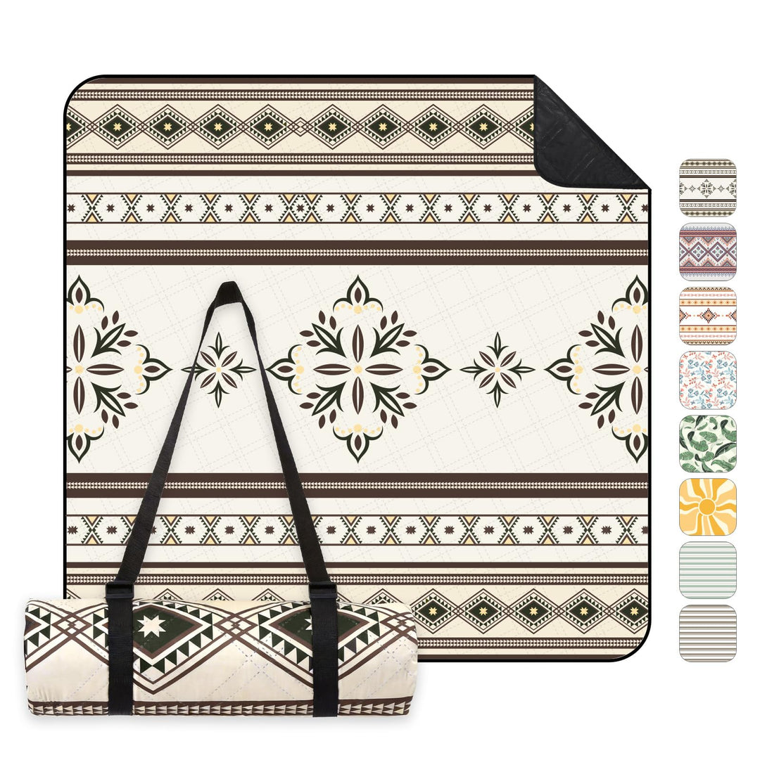 Sekey Boho Picknickdecke Wasserdicht 200x200 cm, Stranddecke Sandfrei | Gepolstert, Dreischichtige S