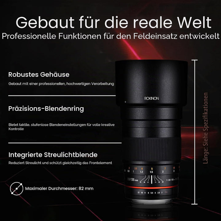 Rokinon 135 mm F2.0 Teleobjektiv für Sony E, Sony E
