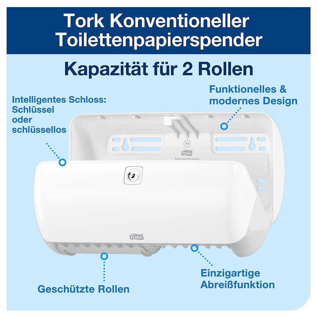 Tork Toilettenpapier-Wandspender + Nachfüllpackung - T4 - Universal-Toilettenpapier-Nachfüllpackung