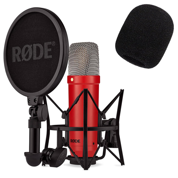 Rode NT1 Signature Red Studio-Mikrofon Rot + keepdrum WS2 Popschutz, red