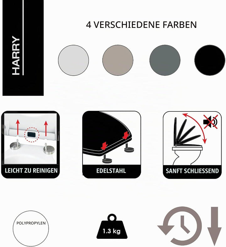 spirella Toilettendeckel oval Klodeckel mit Quick-Release-Funktion und Softclose Absenkautomatik. An