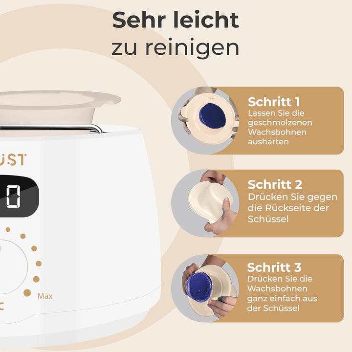 Wachswärmer-Set Grau mit 600 g Wachsperlen und umfangreichem Zubehör, inklusive After-Wax-Spray, Wac