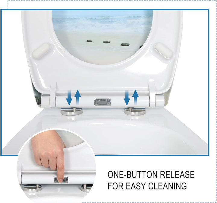 WOLTU Toilettendeckel mit Absenkautomatik Klodeckel WC Sitz Softclose Klobrille mit Quick Release Fu