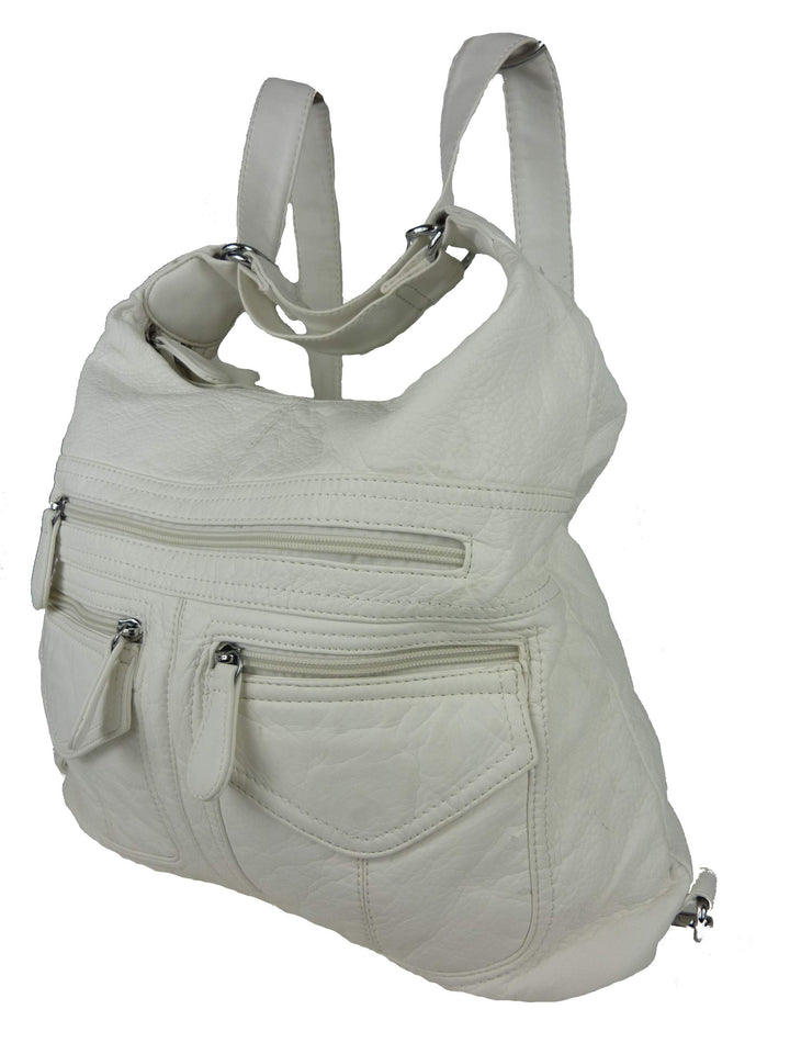 kennydoo Rucksacktasche I 2in1 Damen Rucksack und Handtasche in Einem I Schultertasche einfarbig uni