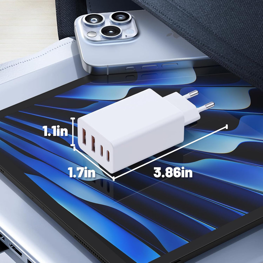 USB C Ladegerät, 4-Port USB Schnellladegerät, Typ C Netzteil, PD Power Adapter Stecker für iPhone 16