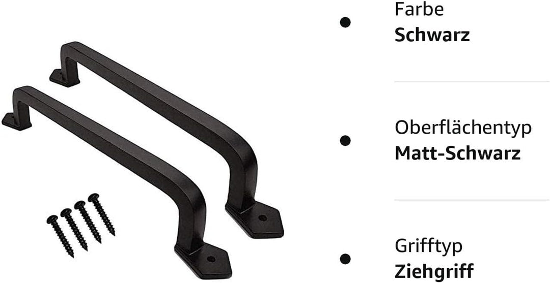 LONTAN 2 Stück Scheunentor Griff Schwarz Schiebetür Griff 203mm lochabstand Scheunentürgriff Türgrif