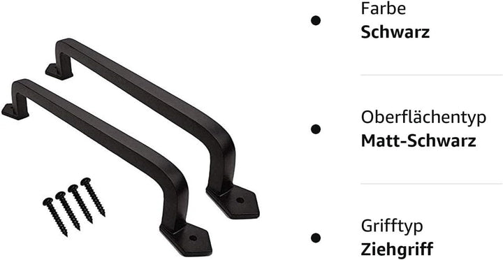 LONTAN 2 Stück Scheunentor Griff Schwarz Schiebetür Griff 203mm lochabstand Scheunentürgriff Türgrif