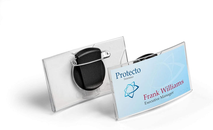 Durable Namensschild konvex (mit Kombiklemme, 40 x 75 mm) Packung à 25 Stück, transparent, 812419, K