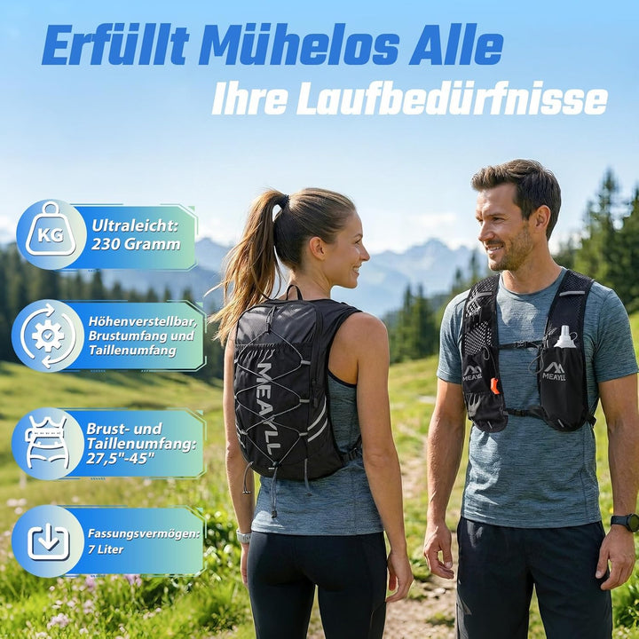 Laufweste für Damen & Herren mit 500 ml TPU Trinkflasche – Leichter und bequemer Laufrucksack, 7 L V