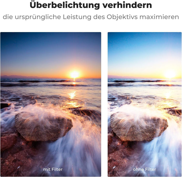K&amp;F CONCEPT ND64 Filter 72mm Fester Graufilter mit 6 Blendenstufen (Nano-Xcel Serie) 72mm ND64, 72mm