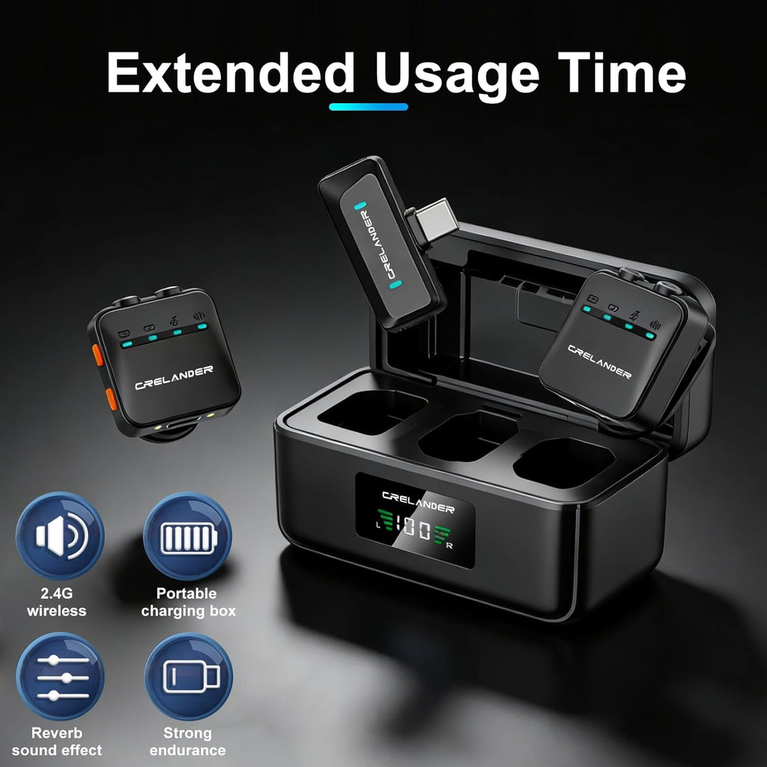 3 in 1 Professionelles Mini-Drahtloses Mikrofon für iPhone/Android/Kamera, Bluetooth Lavalier-Mikrof