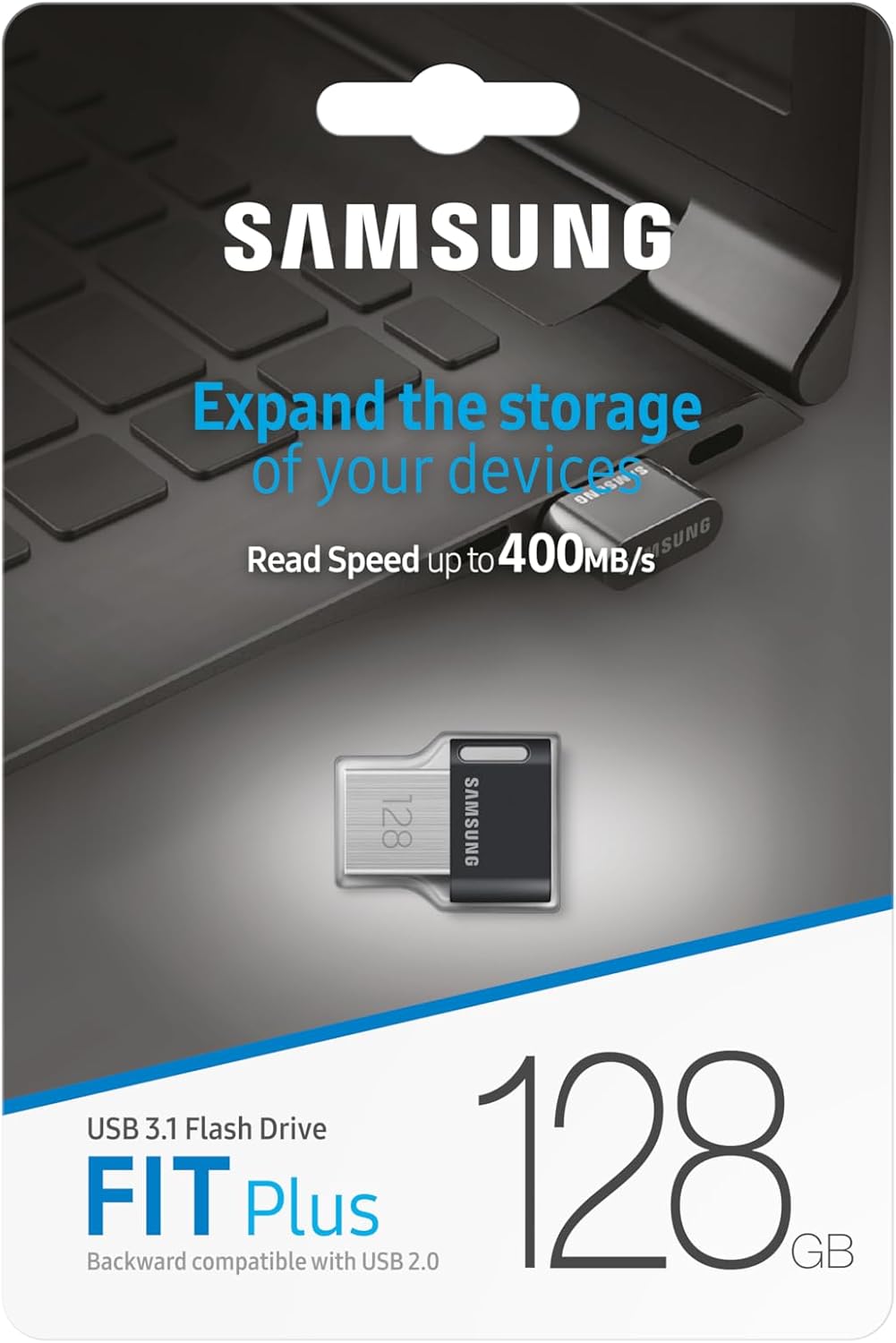 Samsung FIT Plus USB-Stick Typ-A, 128 GB, 400 MB/s Lesen, 60 MB/s Schreiben, kompakter USB 3.1 Speic