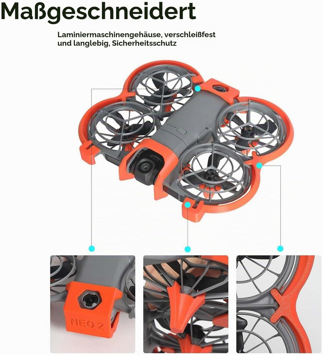 3-in-1 Anti-Kollisionsschutz-Set für DJI Neo 2 Zubehör, Propellerschutz + Landegestell + Gimbal-Stos