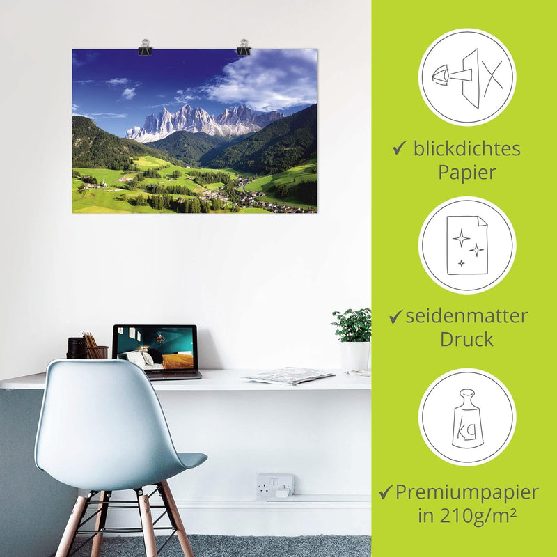 ARTland Poster Kunstdruck Wandposter Bild ohne Rahmen 120x80 cm Querformat Alpenbilder Landschaft Be