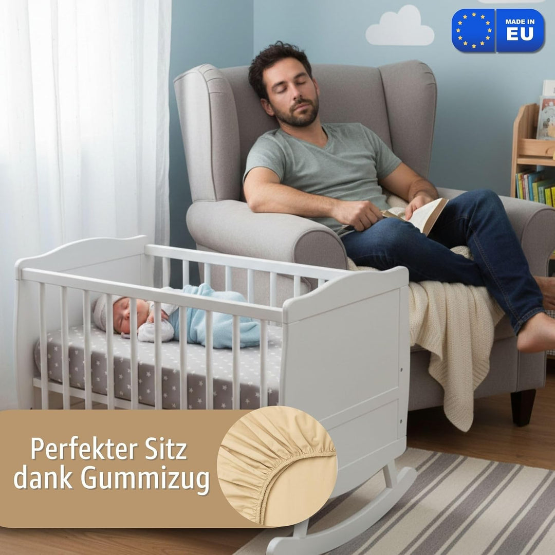Spannbettlaken Kinderwagen stubenwagen für Babybett - 2X Bezug mit 1x Wasserdicht matratzenschoner -