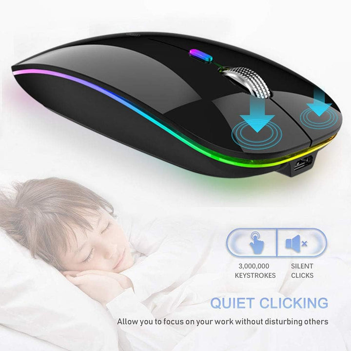 Uiosmuph Bluetooth Maus Kabellose, LED Funkmaus wiederaufladbar Leise Wireless Mouse 2.4GHz Kabellos