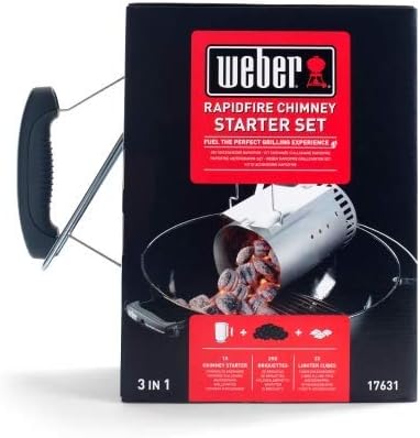 Weber Anzündset -Rapidfire Starter Set, besteht aus Amzündkamin - Gross (32cm), 2Kg Holzkohlebrikett