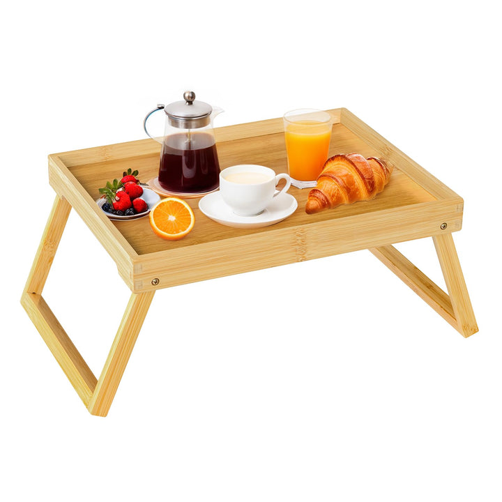 Betttablett Tisch mit klappbaren Beinen, Bambus Frühstück im Bett Essen, Servieren oder Verwendung a