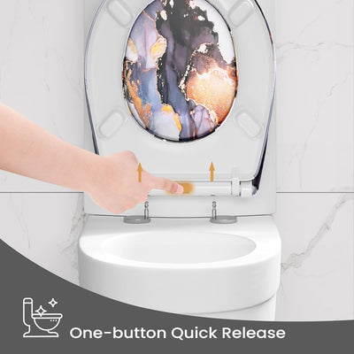 WOLTU Toilettendeckel, WC Sitz mit Absenkautomatik, Klodeckel Klobrille mit Quick-Release-Funktion,