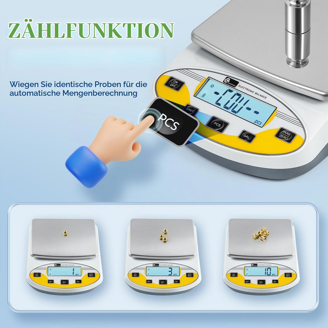 CGOLDENWALL Laborwaage durch Präzise Kalibrierung mit 5000g,0.01g Genauigkeit Digitale Analytische E