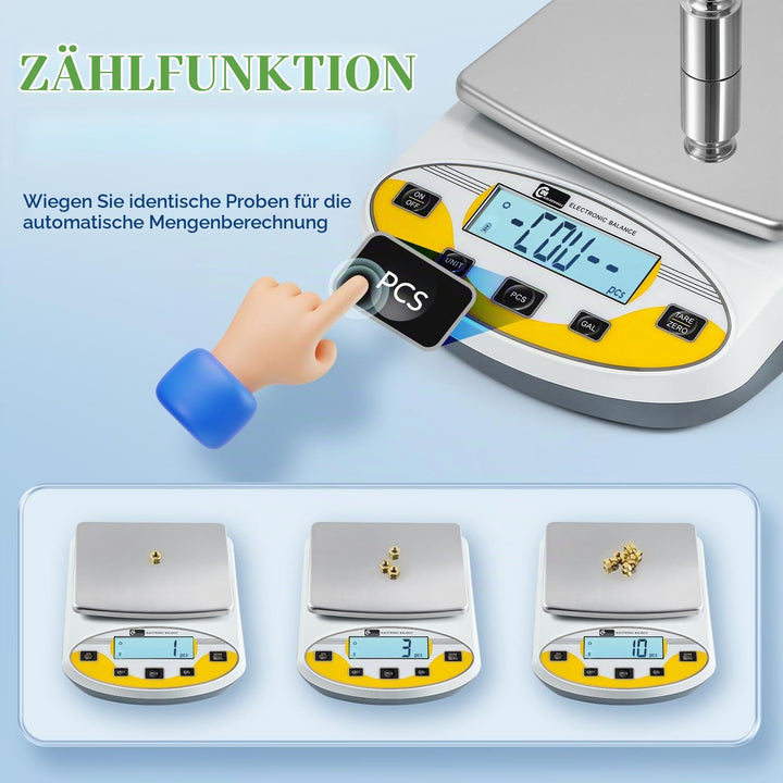CGOLDENWALL Laborwaage durch Präzise Kalibrierung mit 5000g,0.01g Genauigkeit Digitale Analytische E