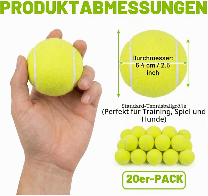 Tebery 20 Stück Tennisbälle mit Mesh-Tragetasche, Tennis Training Übungsbälle Hundespielzeug Spielbä