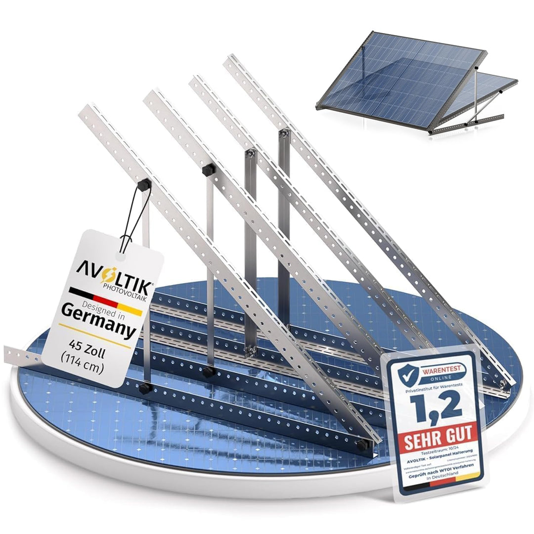 Avoltik Balkonkraftwerk Halterung im 2er Set (bis 114cm) I Halterung für 2 Solarpanel-Module I Verst