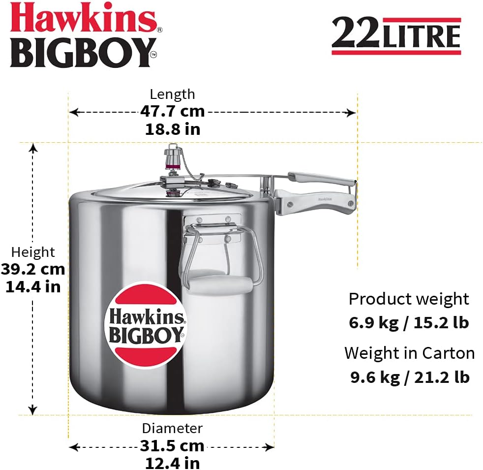 Hawkings Bigboy Schnellkochtopf aus Aluminium 22 Litre, 22 Litre