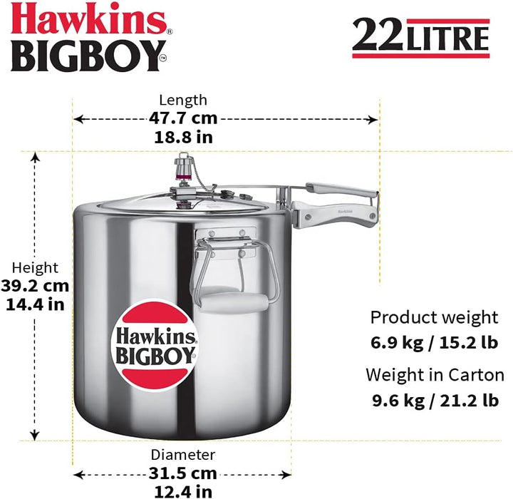 Hawkings Bigboy Schnellkochtopf aus Aluminium 22 Litre, 22 Litre