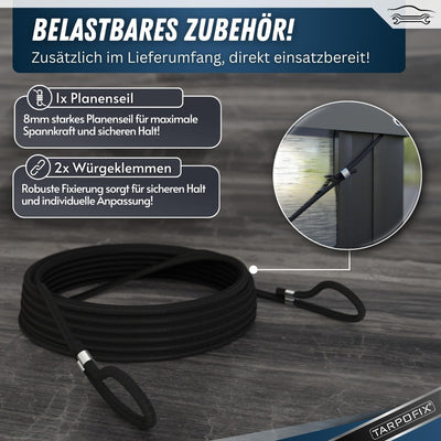 Tarpofix® Anhängerplane Flachplane 140 x 105 x 7,5 cm + 1x Planenbügel (verstellbar 100-145 cm) - ra