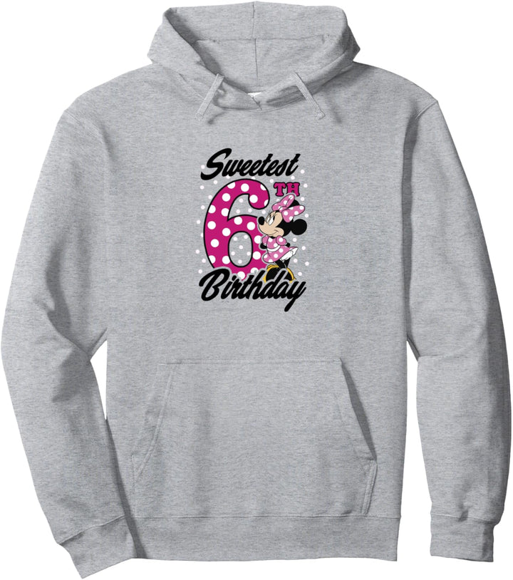 Disney Minnie Mouse Pink Polka Dot Sweetest 6th Birthday Pullover Hoodie