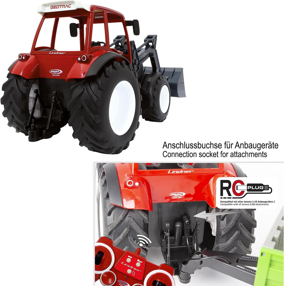 JAMARA 405050 - Lindner Geotrac mit Frontlader 1:16 2,4GHz - realistischer Motorsound (abschaltbar),